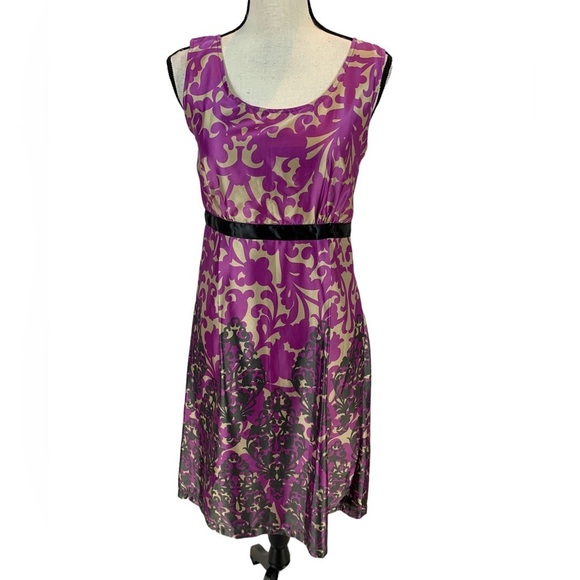 Delias Sleeveless Color Block Print Dress - Purple Cream - size 7 - Picture 1 of 7